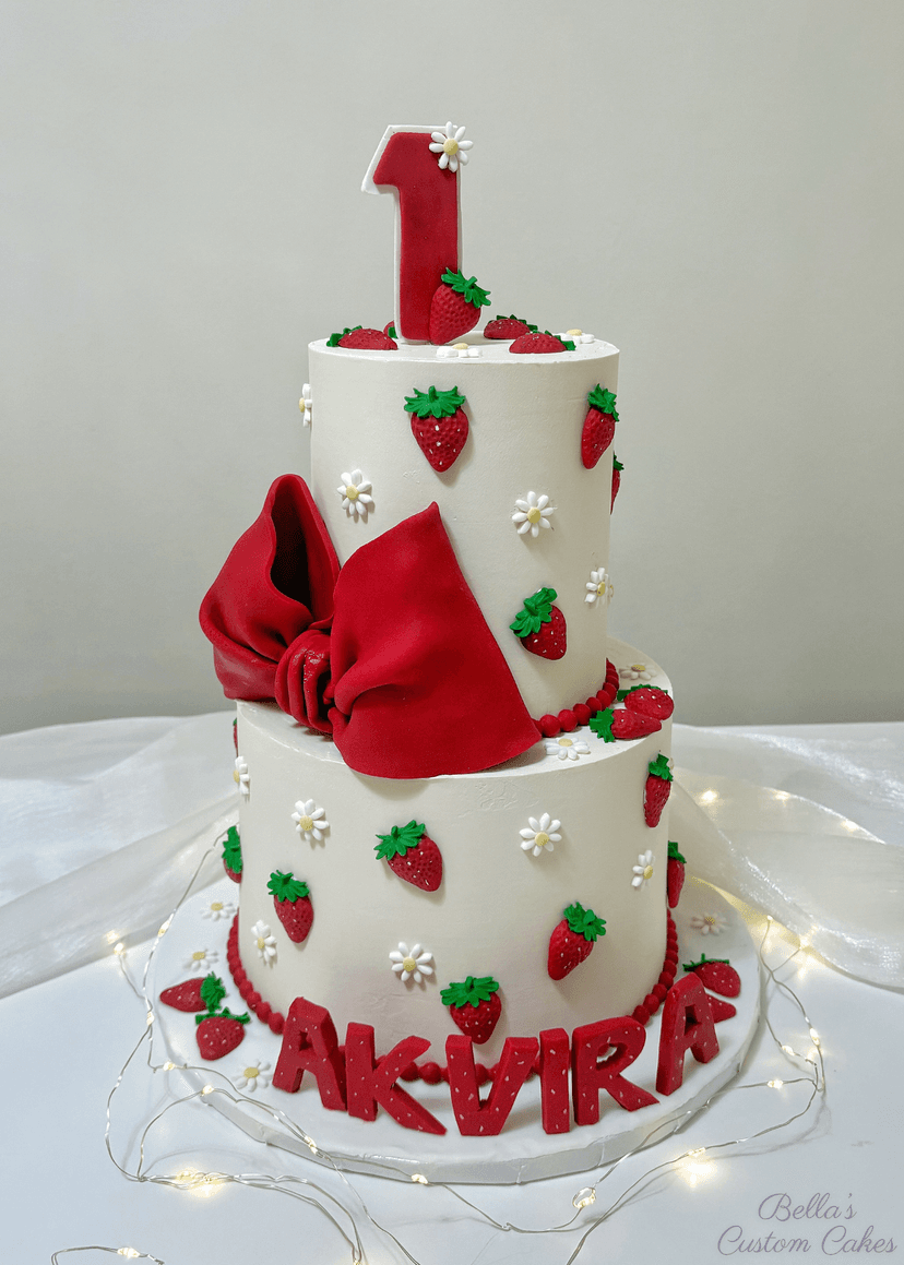First birthday strawberry cake 