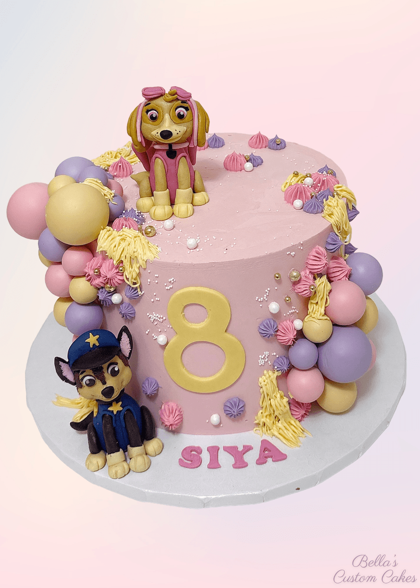 Detailed cake featuring multiple Paw Patrol pups